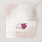 マゼンタピンク色の花は離れ緑 プレイスカード (外部開封)