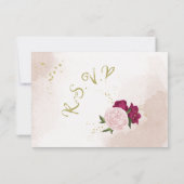 マゼンタピンク色の花は離れ緑 出欠カード (裏面)