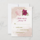 マゼンタピンク色の花は離れ緑 出欠カード (正面)