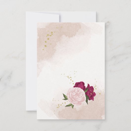 マゼンタピンク色の花は離れ緑 出欠カード (裏面)