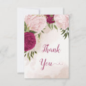 マゼンタピンク葉の花は結婚緑 サンキューカード (正面)