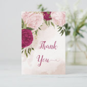 マゼンタピンク葉の花は結婚緑 サンキューカード (スタンド正面)