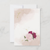 マゼンタピンク葉の花は結婚緑 サンキューカード (裏面)