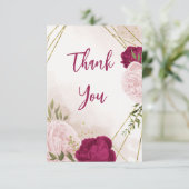 マゼンタピンク葉の花は結婚緑 サンキューカード (スタンド正面)