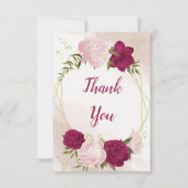 マゼンタピンク葉の花は結婚緑 サンキューカード (正面)