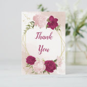 マゼンタピンク葉の花は結婚緑 サンキューカード (スタンド正面)