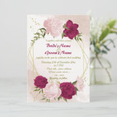 マゼンタピンク葉の花は結婚緑 招待状 (スタンド正面)