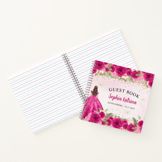 マゼンタピンク金ゴールドフローラプリンセスキンセアニラ ノートブック (内部)