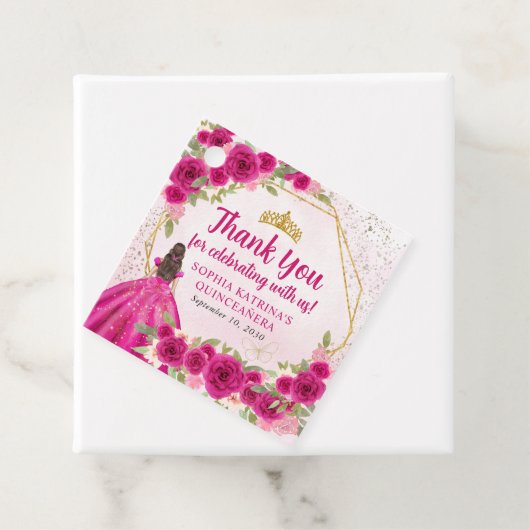 マゼンタピンク金ゴールドフローラプリンセスクラウンサンキュー フェイバータグ (インサイチュ)