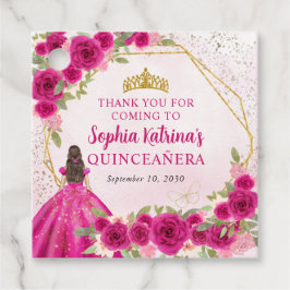 マゼンタピンク金ゴールドフローラプリンセスティアラ フェイバータグ