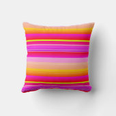 マゼンタピンク鮮やか黄ストライプの クッション (裏面)
