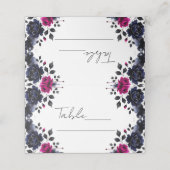 マゼンタピンク&ブルーインクフローラ水彩表 プレイスカード (外部開封)