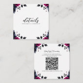 マゼンタピンク&ブルーインクフローラ水彩詳細 スクエア名刺 (正面/裏面)