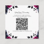 マゼンタピンク&ブルーインクフローラ水彩詳細 スクエア名刺 (裏面)