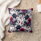 マゼンタピンク&ブルーインクフローラ水色 クッション (ブランケット)