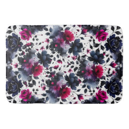 マゼンタピンク&ブルーインクフローラ水色 バスマット