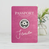 マゼンタピンクFlorida Passport日付の保存 セーブザデート (スタンド正面)
