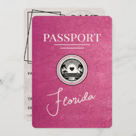 マゼンタピンクFlorida Passport日付の保存 セーブザデート