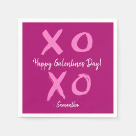 マゼンタピンクXOXO - Happy Galentine's Day Cute スタンダードカクテルナプキン
