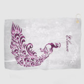 マゼンタピーコックゴパーソナライズされたルフタオル ゴルフタオル (横)