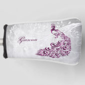 マゼンタピーコックゴパーソナライズされたルフヘッドカバー ゴルフヘッドカバー (正面)