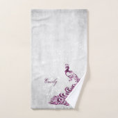 マゼンタピーコックバスパーソナライズされたタオル バスタオルセット (ハンドタオル)