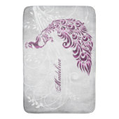 マゼンタピーコックバスパーソナライズされたマット バスマット (正面縦)