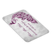 マゼンタピーコックリーフつる植物日付磁石を保存 マグネット (右側)