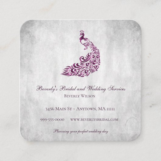 マゼンタピーコ結婚ックとブライダルサービス スクエア名刺 (正面)