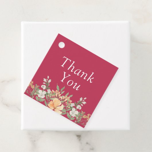 マゼンタピーチアンドホワイトフローラ結婚式の引き出物ラベル フェイバータグ (インサイチュ)