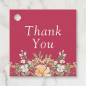 マゼンタピーチアンドホワイトフローラ結婚式の引き出物ラベル フェイバータグ (正面)