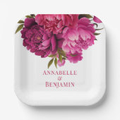 マゼンタピーニー結婚フローラ ペーパープレート (正面)