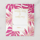 マゼンタピ葉クク結婚の折り畳みエスコート プレイスカード (外部開封)