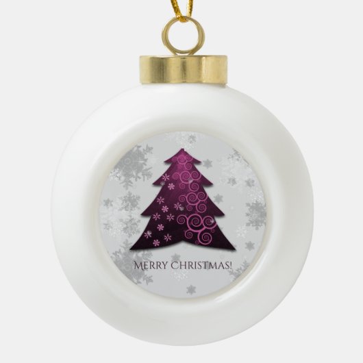 マゼンタフェスティバルクリスマスツリー枠オーナメント セラミックボールオーナメント (正面)