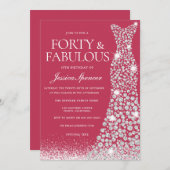 マゼンタフォーティ&素晴らしい40thバースデードレス 招待状 (正面/裏面)