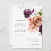 マゼンタフラワーズモダンミニマル結婚式招待状 招待状 (正面)
