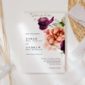 マゼンタフラワーズモダンミニマル結婚式招待状 招待状