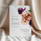 マゼンタフラワーズモダンミニマル結婚式招待状 招待状