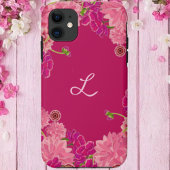 マゼンタフラワーモノグラム iPhone 15ケース
