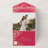 マゼンタフローラオールインワンウェディング招待 オールインワン招待状 (外側)