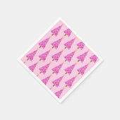 マゼンタフローラモダンクリスマスツリーナプキンス スタンダードカクテルナプキン (角)