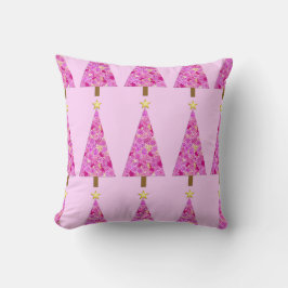 マゼンタフローラモダンクリスマスツリー クッション