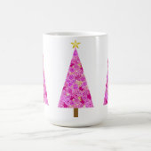 マゼンタフローラモダンクリスマスツリー コーヒーマグカップ (中央)