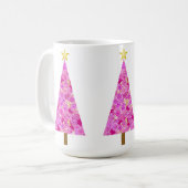 マゼンタフローラモダンクリスマスツリー コーヒーマグカップ (正面左)