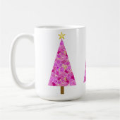 マゼンタフローラモダンクリスマスツリー コーヒーマグカップ (左)