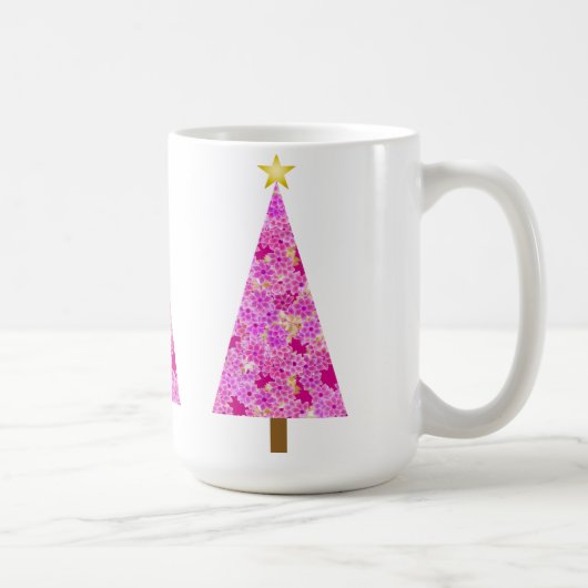 マゼンタフローラモダンクリスマスツリー コーヒーマグカップ (右)
