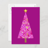 マゼンタフローラモダンクリスマスツリー シーズンポストカード (正面/裏面)