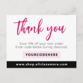 マゼンタブモダンティック4フォトフライヤーありがとう ポストカード (正面)