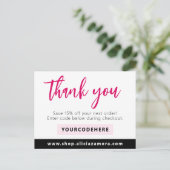 マゼンタブモダンティック4フォトフライヤーありがとう ポストカード (スタンド正面)