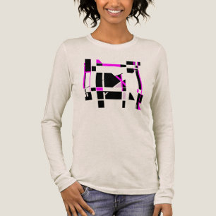 マゼンタブラックゲームボード幾何学的MCM大きく見える トライブレンドTシャツ